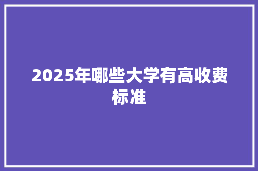 2025年哪些大学有高收费标准 短语