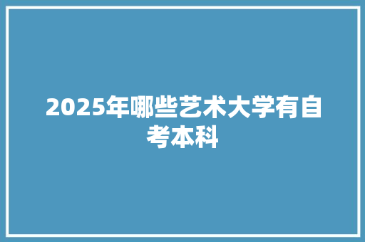 2025年哪些艺术大学有自考本科