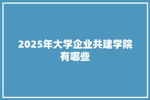 2025年大学企业共建学院有哪些