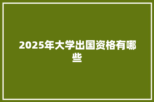 2025年大学出国资格有哪些