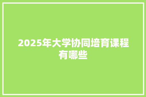 2025年大学协同培育课程有哪些