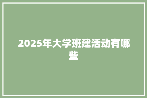 2025年大学班建活动有哪些