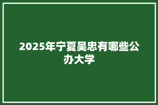 2025年宁夏吴忠有哪些公办大学