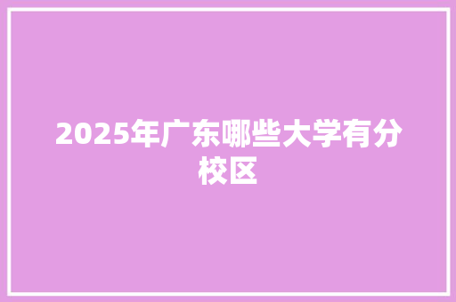2025年广东哪些大学有分校区