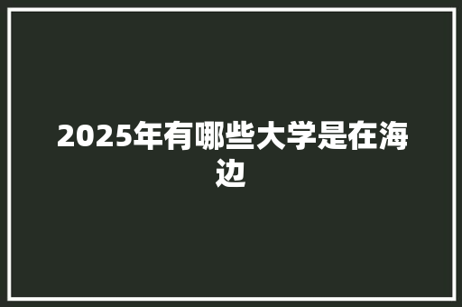 2025年有哪些大学是在海边
