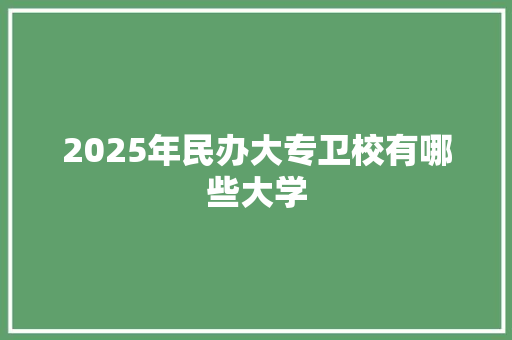 2025年民办大专卫校有哪些大学