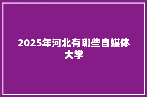 2025年河北有哪些自媒体大学