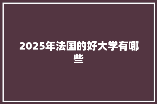 2025年法国的好大学有哪些