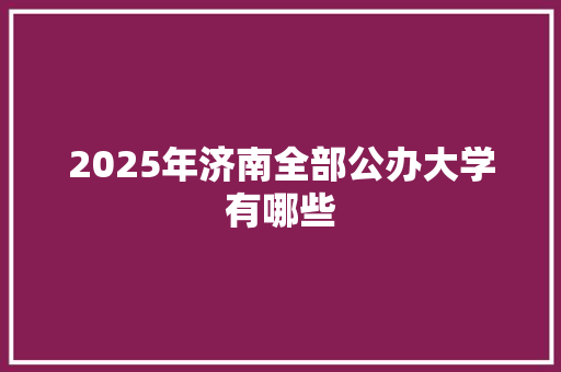 2025年济南全部公办大学有哪些