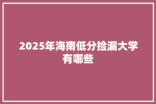 2025年海南低分捡漏大学有哪些