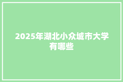 2025年湖北小众城市大学有哪些