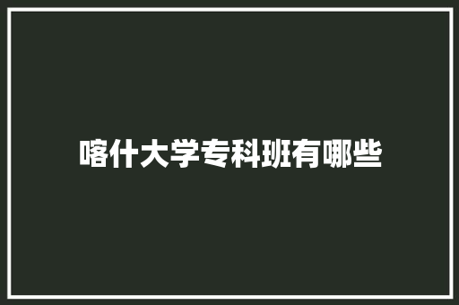 喀什大学专科班有哪些