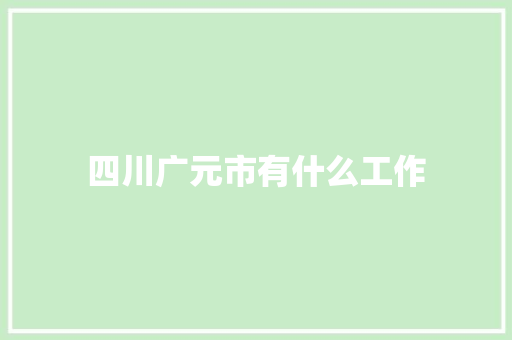 四川广元市有什么工作
