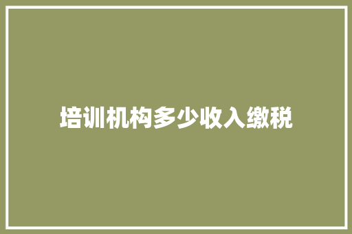 培训机构多少收入缴税