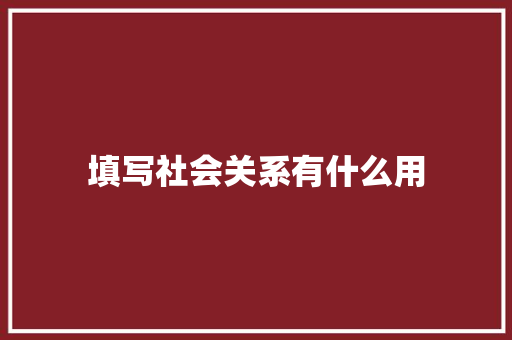 填写社会关系有什么用