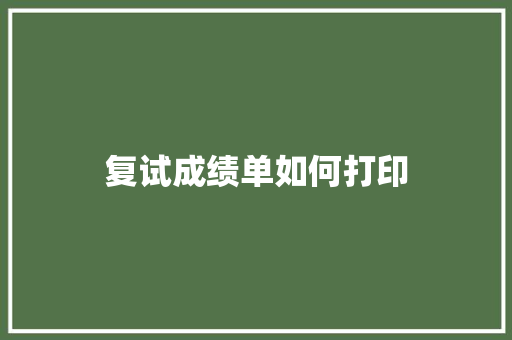 复试成绩单如何打印