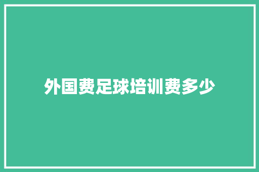 外国费足球培训费多少