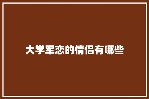 大学军恋的情侣有哪些