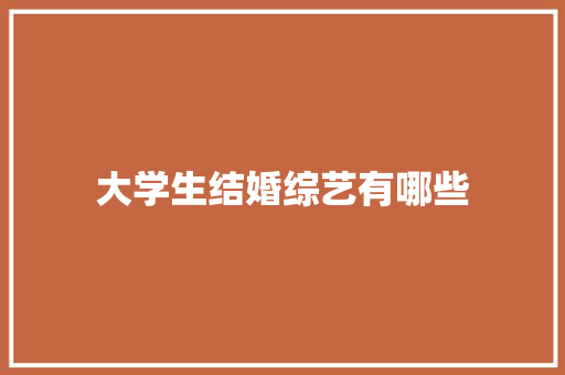 大学生结婚综艺有哪些