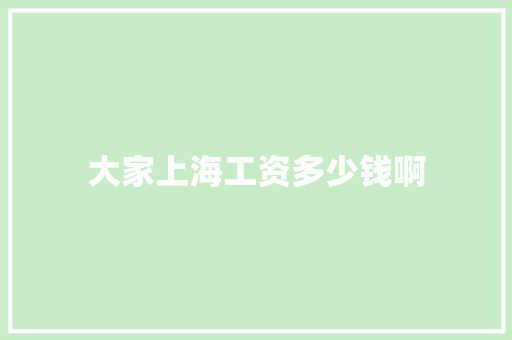 大家上海工资多少钱啊