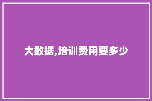 大数据,培训费用要多少