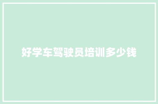 好学车驾驶员培训多少钱