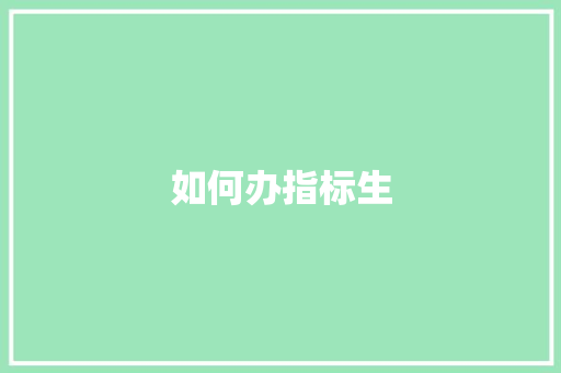 如何办指标生