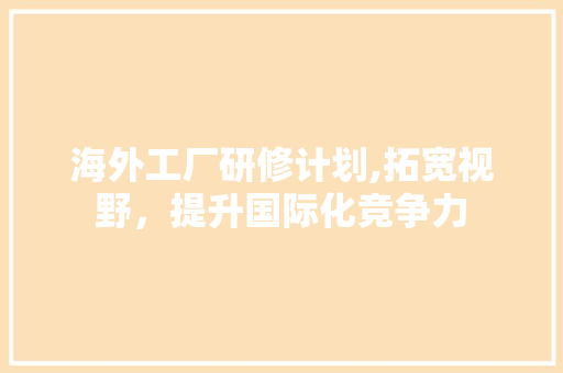 海外工厂研修计划,拓宽视野，提升国际化竞争力
