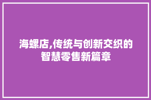 海螺店,传统与创新交织的智慧零售新篇章