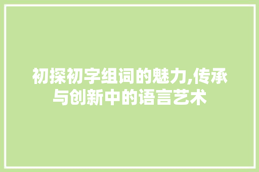 初探初字组词的魅力,传承与创新中的语言艺术