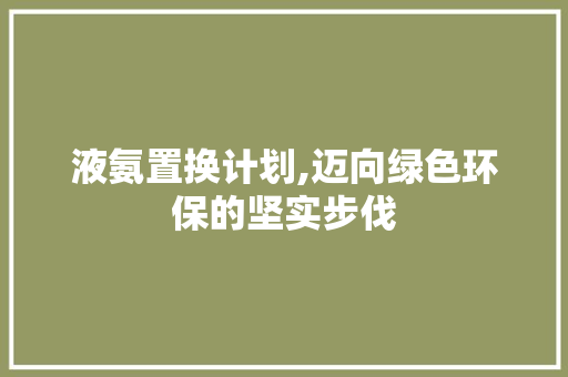 液氨置换计划,迈向绿色环保的坚实步伐 成语汇编