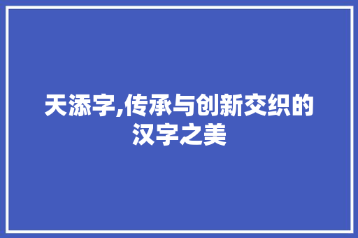 天添字,传承与创新交织的汉字之美
