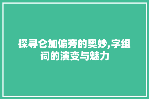探寻仑加偏旁的奥妙,字组词的演变与魅力 短语