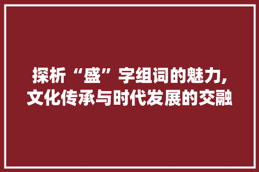 探析“盛”字组词的魅力,文化传承与时代发展的交融_盛字组词都有哪些