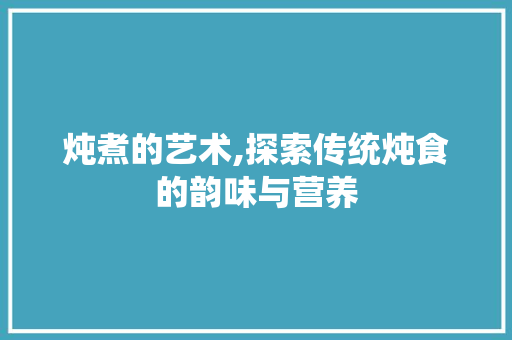 炖煮的艺术,探索传统炖食的韵味与营养