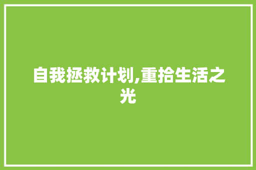 自我拯救计划,重拾生活之光 汉字拼音
