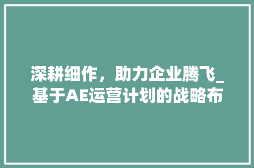 深耕细作，助力企业腾飞_基于AE运营计划的战略布局分析