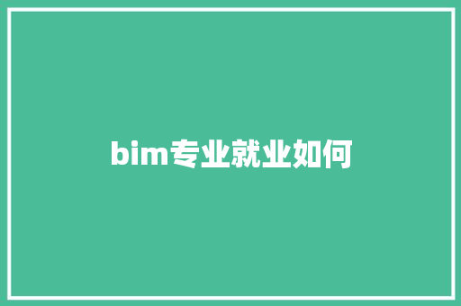 bim专业就业如何