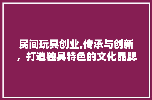 民间玩具创业,传承与创新，打造独具特色的文化品牌