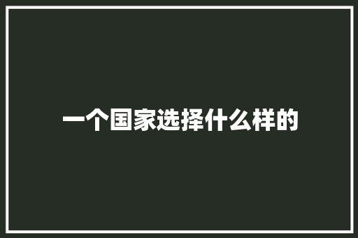 一个国家选择什么样的