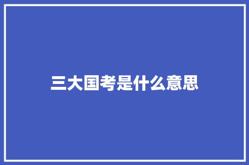 三大国考是什么意思