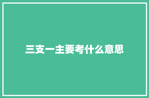 三支一主要考什么意思