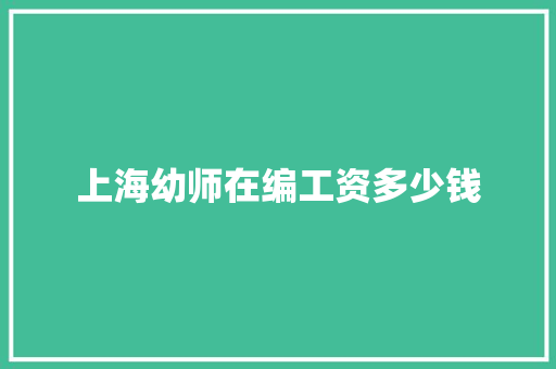 上海幼师在编工资多少钱