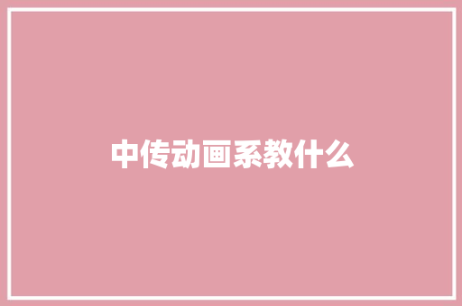中传动画系教什么