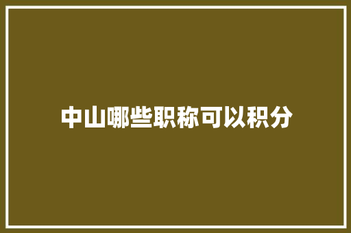 中山哪些职称可以积分