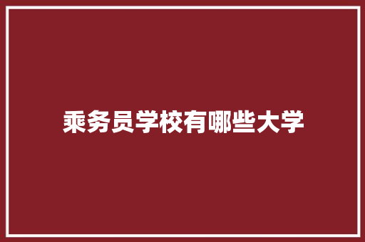 乘务员学校有哪些大学