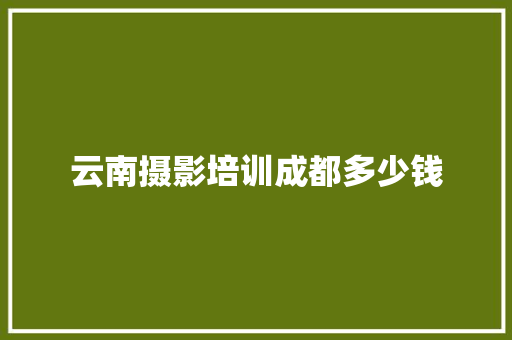 云南摄影培训成都多少钱