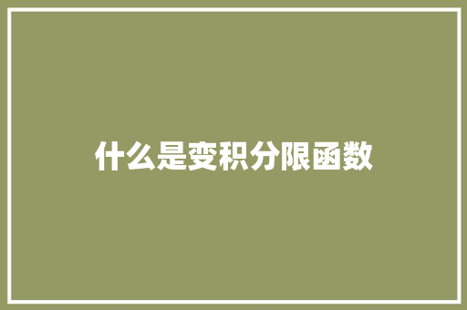 什么是变积分限函数