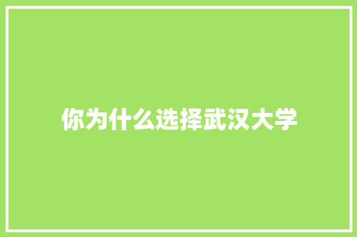 你为什么选择武汉大学 汉字拼音