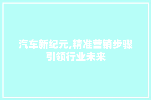 汽车新纪元,精准营销步骤引领行业未来